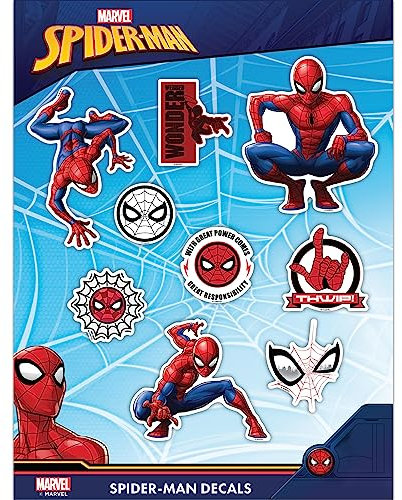 Marvel Spider-Man-Aufkleber – Set mit 9 Vinyl-Aufklebern für Wasserflasche, Fahrrad, Helm, Laptop, Skateboard, Auto – Marvel-Aufkleber für Kinder und Erwachsene