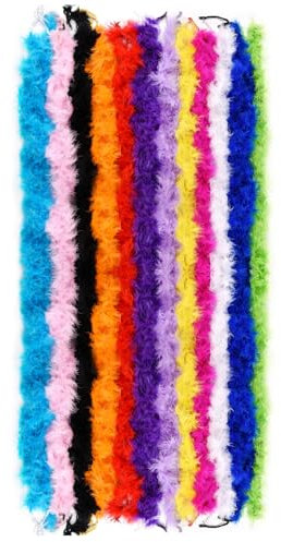 12 Stück Federboa für Frauen, bunt, Federboas, mehrfarbig, für Bastelarbeiten, Partyzubehör, Mädchen, Kostüm, für Tanzen, Hochzeit, Party, Cosplay, Halloween