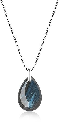 COAI Collier Chaîne Argent 925 Pendentif Petite Goutte d'Eau Labradorite Femme