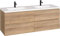 Ben Vario Badezimmer Badmöbel Set mit Doppelwaschbecken 160x51 cm Vormontiert - Eiche/GlanzWeiß