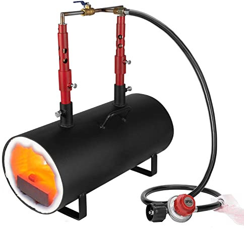 Yoursme Portable Propane Forge Double Burner, Blacksmithing Gas Forge Farrier Forging Blacksmith Tools Equipment Rolled Steel Oval Large Capacity Forge for for Knife, Farrier & Tool Making