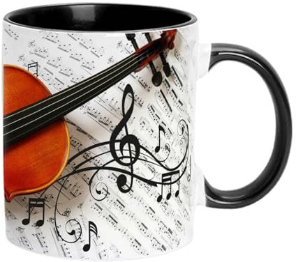 Imtrub Tasse Musicale créative, céramique de Style Violon Guitare Piano avec poignée, Tasse en céramique café thé Tasses à Lait, adeaux créatifs pour Les Anniversaires, Noël, la Saint-Valentin
