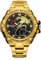 rorios Herren Elektronische Dual Display Uhr 5ATM wasserdichte Armbanduhr Digital Analog Quarz Uhren Multifunktional Militär Herrenuhren Edelstahl Armband Schwarz Gold