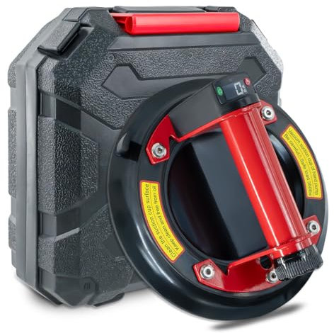 JUYLTOOL Ventosa eléctrica con mango de metal para azulejos, cristal (mango de metal rojo)