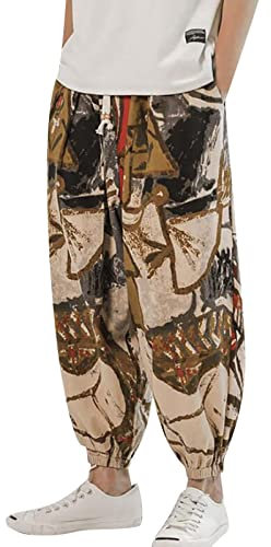 WLHBF Lightning Deals of Today Herren Cargo Sweatpants Neun-Punkt-Hose für Herren, gespleißte, lockere Passform, lässige Jogginghose, Straßenwanderhose mit Kordelzug
