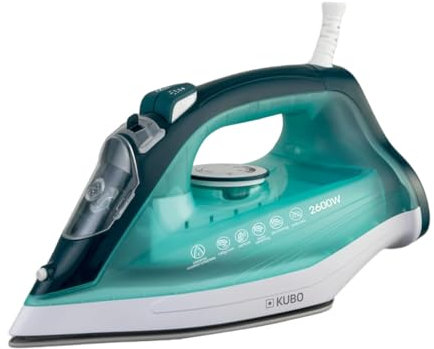 Plancha de ropa a vapor - Suela de Cerámica - Golpe de Vapor 140g - Función de Autolimpieza - Depósito de Agua 320 ml - Potencia 2600W - Kubo