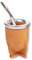 SHOPPLACE set Mate Camionero Algarrobo mas Bombilla Pico de Loro Artesanal Argentino Yerba Mate Eco Cuero Virola Acero (caramelo)