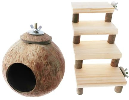 Sharplace Kokosnuss-Hamsterhaus, Haustierhöhle, Kletterhöhle, Kleintierkäfig, Lebensraumdekor, Hamster, Kokosnuss für Ratten, Mäuse, Kleintiere, Chinchilla