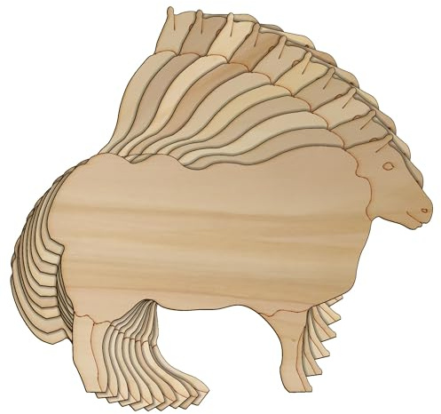 10 x Holz-Schaf stehende Schafe, Bastelformen, 3 mm, Sperrholz, Tiere, Landwirtschaft (4 x 6 cm, ohne Loch)