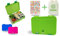 sosame BPA-frei Brotdose mit Fächern, Tritan Lunchbox & Bento Box für Kinder und Erwachsene, mit Kordel zug Tasche und Buchstabenaufklebern, Jausenbox für Kindergarten, Schule und Ausflug (GRÜN)