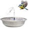 Solarbrunnen Set für draußen XXL 50 cm Zink Schale - Dekoschale und Schwimmende Solar Springbrunnen Fontäne als Outdoor Wasserspiel - Außen Gartenbrunnen als Balkon Vogeltränke, Garten Vogelbad