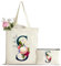 Personalisiert Initialen Tragetasche Canvas mit Innentasche, Kosmetiktasche mit Reißver, Baumwolltasche, Einkaufsbeutel Tote Bag, Geburtstag Weihnachten Geschenk für Frau Freundin Mama Brautjungfer S