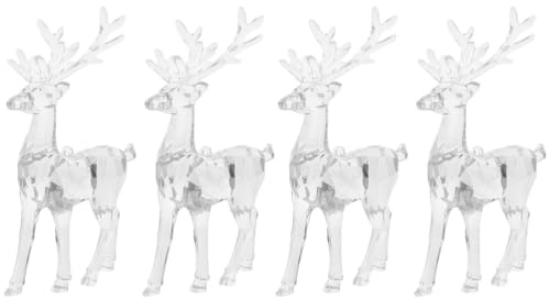 IMIKEYA 4 Stück Hirsch Acryl Deko Weihnachtsbaumschmuck Hirsch Weihnachtsbaum Anhänger klare Rentier Ornamente für Weihnachtsbaumanhänger Tischdekoration Festliche