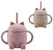 amo nenes 2 Stück Baby Trinkbecher mit Strohhalmen und Griffen Silikon Becher Strohhalmbecher Kinder Trinklernbecher BPA-frei für Mikrowelle und Spülmaschine, Rosa/Weiß (Rosa)