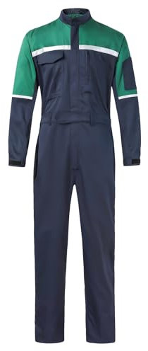 KTWOLEN Mens Work Overalls Garages Coveralls Mechanics Boiler Suit Zip Front Coverall Workwear Boilersuit Warehouse Home DIY, Blue+Green, XL