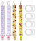 Kina - Catenella Portaciuccio Atossica Senza BPA - 4 Fantasie Catenella Ciuccio con Clip Sicura e Porta Ciuccio Lavabili in Lavatrice con 4 Adattatori