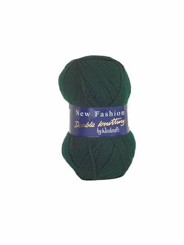 WoolCraft Fashion Double Knit (Dk) Knitting & Crochet Yarn, 75 Colours in The Range, 100% Acrylic, 300 Metres, 100g Balls, Pack of 3, Bottle Green