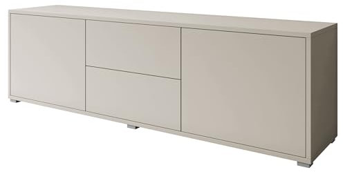 Mirjan24 TV Lowboard Gesita 2D2SZ, Fernsehschrank mit 2 Schubladen und 2 Türen, Griffloses Öffnungssystem, Fernsehtisch, TV Schrank, TV-Tisch, Highboard, Sideboard, Naturtöne (Cashmere)