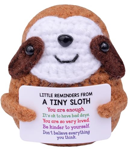 Mwmoeen Pocket Hug Positive Gehäkelte Faultier, Glück Faultier Anti Stress Freunde und Verwandte, Positive Kartoffel Deutsch Ersatz Weihnachten