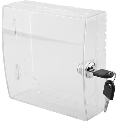 Transparent Acrylic Thermostat Lock Box with 2 Keys, Wall-Mounted Guard Cover for AC Control, Heater Guard or Thermostat Cover Tamper-Proof for PROTECTION,16x15x6cm