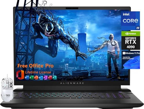 Dell Alienware M18 R2 Gaming Laptop, 18 QHD+(2560 x 1600) 165Hz, Intel 24-Core i9 14900HX, GeForce RTX 4090, 64 GB DDR5, 8 TB SSD, fotocamera FHD, tastiera retroilluminata, Office 2019, Win11 Pro,