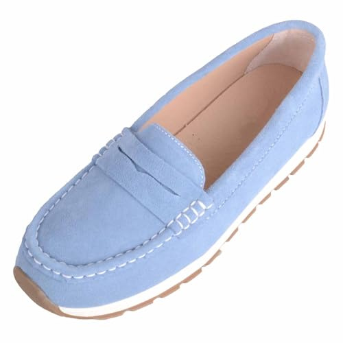 ABSOLUTE FOOTWEAR Womens Genuine Leather Suede Chunky Boat Deck Shoe Loafer