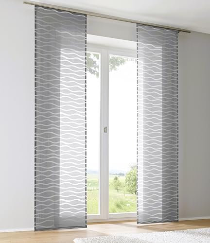 Kutti Schiebegardine Schiebevorhang Raumtrenner Enya grau Ausbrenner mit Paneelwagen B 60 x H 225 cm (1 STK)