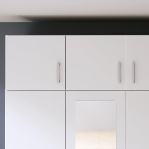 Forte ECONOBOX Schrankaufsatz 135, 3-türiger Drehtürenschrankaufsatz, Holzwerkstoff, Weiß, 133,2 cm breit, 38,1 cm hoch, 54,2 cm tief