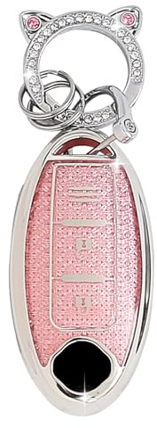 ZVRSUA Coque de Clé de Voiture pour Nissan,Accessoire de Voiture Compatible avec Nissan X-Trail T31/T32 Qashqai J10/J11 Juke Micra March Note Pulsar Cube Leaf Roadster Infiniti FX35/Q50 (Rose)