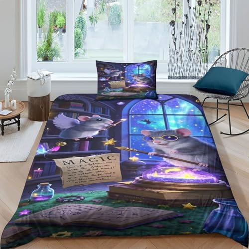 tanpiaoliang Chinchilla Bettbezug Bettwäsche-Sets Kinderbettwäsche Reißverschluss Mit Kissenbezügen, Betten Set Für Jugendliche Kinder Schlafzimmer Single（135x200cm）