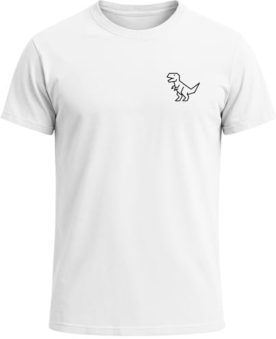 Neverless® Herren T-Shirt mit Dino Print – Lustiges T-Rex Logo auf der Brust – Kurzarm Baumwollshirt mit Grafikmotiv