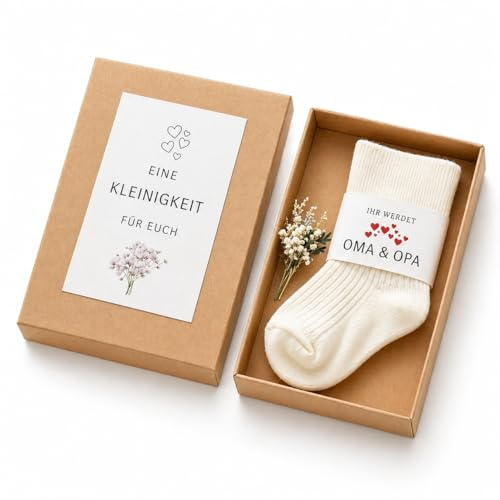 Snyvpra Überraschung Schwangerschaft verkünden Söckchen Geschenkbox Schwangerschaftsverkündung, du wirst Oma, du wirst Papa, süße Baby Socken für werdende Großeltern Familie
