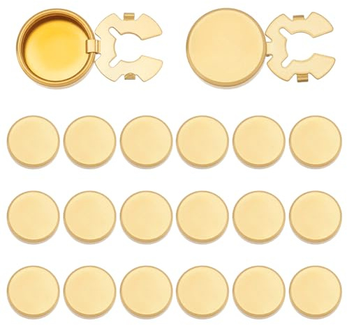 CRAFTMELODY 20 pièce de Couvre Boutons de Manchette Ronds en Laiton Boutons de Manchette Plats et Ronds Bruts Couvre Formels de Détachables