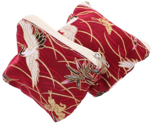 VALICLUD 2 Stück Chinesische Schmucktasche aus Rotem Seidenbrokat mit Reißverschluss Kompakter Münzbeutel für Unterwegs Strapazierfähiger Vintage Clutch Geldbörse aus Stoff
