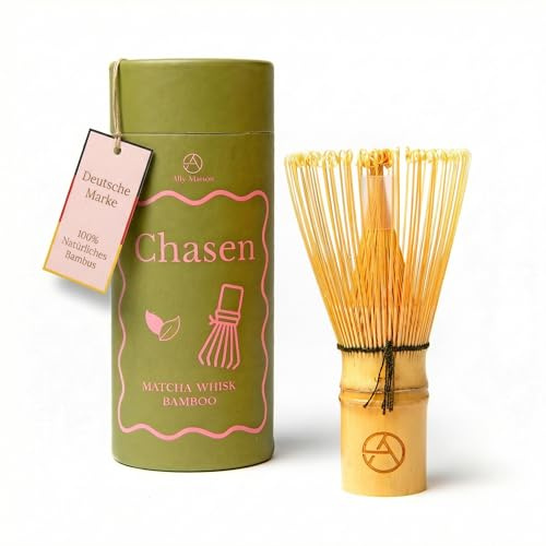 Ally Maison® Matcha Besen aus natürlichem Bambus (Chasen) – Handgefertigter Matcha Whisk für traditionelle Zubereitung – Fein gearbeiteter Bambusbesen für cremigen, klümpchenfreien Matcha