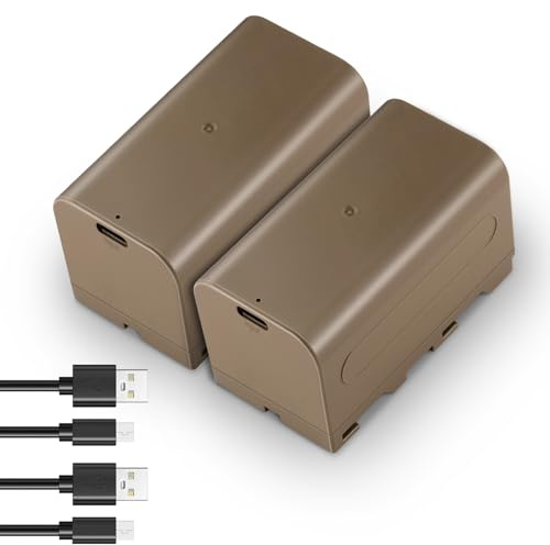 NEEWER 2 ersättningsbatterier 4400 mAh för NP-F750, full laddning på 4 timmar med port/USB C-kabel, uppladdningsbar kamera, videobelysning och bildskärm, kompatibel med Sony NP-F550, F750, F950, F950