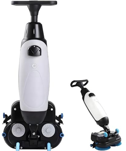 MLYYYDSS Autolaveuse Professionnelle, Mini-autolaveuse avec Largeur de Nettoyage de 43 cm (17 Pouces), tête rotative à Double Brosse et Rotation à 360°, capacité de Nettoyage de 1 200 m²/h White