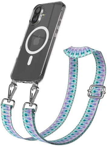 EAZY CASE Handykette - Verstellbares Taschenband kompatibel mit iPhone 17, Schulterriemen, Handykordel mit Silikon Hülle, Qi Charging kompatibel, Umhängetasche, Einhorn Silber