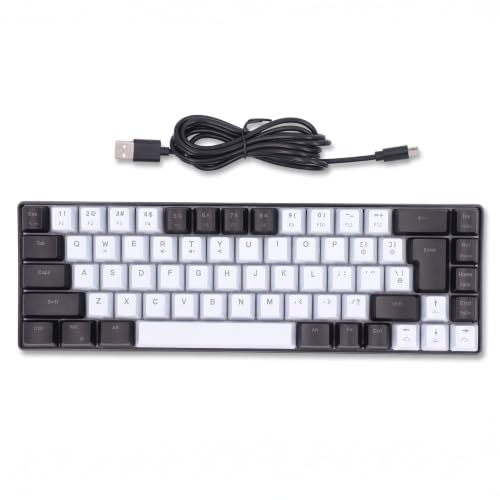 Tomantery Teclado de Membrana para Juegos RGB Retroiluminado 68 Teclas Diseño Compacto para Jugadores Interfaz USB para (En Blanco y Negro)