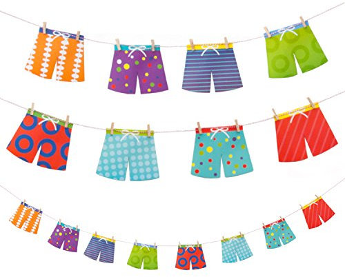Oblique Unique® Badeshorts Girlande Sommer Garten Pool Party Deko JGA Badehosen Banner
