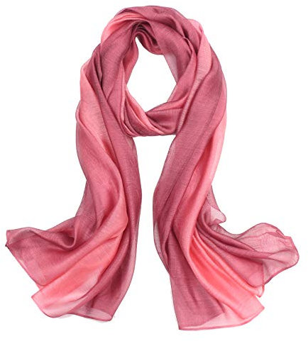 Sawekin Damen Schal Stola Halstuch Sommerschals Farbverlauf Stola Für Abendkleid Festlich Hochzeit Braut Seidenschal/Baumwolle Schal Ganzjährig, Rosa, Einheitsgröße