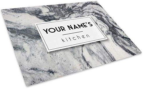 Personalised Glass Chopping Board Worktop Saver 40x30cm Add Your Own Text!