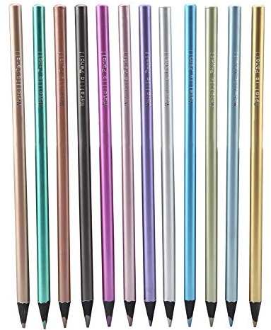 Hztyyier 12 Farben Metallic Buntstifte Set, Holz buntstift Set für Malbücher