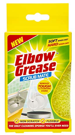 Elbow Grease Scrub Mate Yellow (One Pack) | Multipurpose Cleaning Sponge - Kitchen, Bathroom, Washing Up | Stain Removal, Tough Non Scratch Cleaning Scourer Sponge