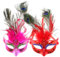 BESPORTBLE 2Pcs Frauen Pfau Federmasken Lustige Maskerade Masken Magische Pailletten Venezianische Halbmaske für Halloween Kostüm Party Cosplay Weihnachten Zufällige Farbe