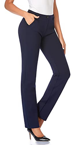 Tapata Damen 71cm/76cm/81cm/86cm Gerade Stretch-Hose mit Taschen Für Büro Geschäft Alltag, Tall/Lang/Regulär/Petite Hose 76cm, Navy Blau, S