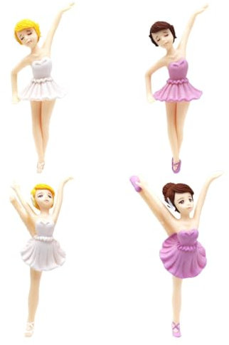 VALICLUD 4 Stück Ballerina Kuchendeckel 4 Ballett Mädchen Miniatur Figur Spielzeug Ballerina Spielset Party Requisiten Mini Ballett Kuchen Dekoration für Kinder Baby Dusche