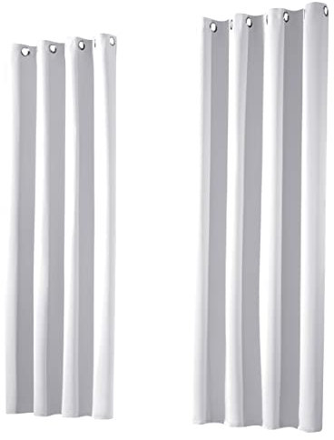 heimtexland ® 1 Paar Thermo- Verdunklungsgardinen Ösenschal Vorhänge Verdunkelnd Isolierend Blickdicht Verdunkelungsvorhänge HxB 260x135 Grau Weiß Typ139