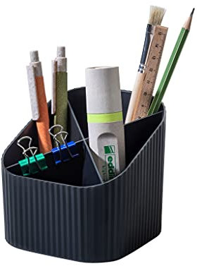 Schreibtischköcher KARMA, mit 4 Fächern, umweltfreundlich aus 80-100 prozent Recyclingmaterial, Stiftehalter, 17248-13, öko-schwarz