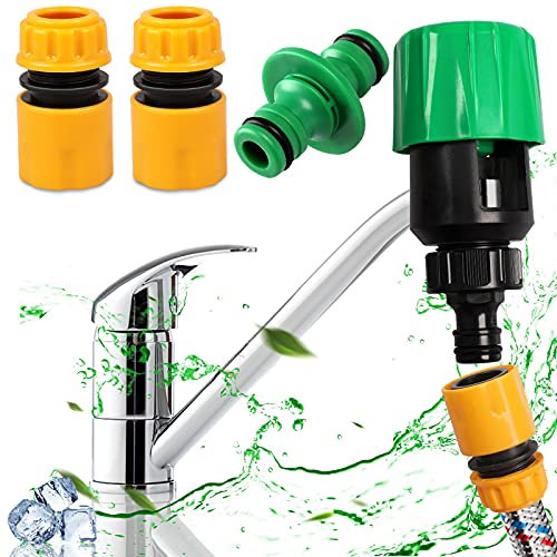Hose Connector, Universal Hose Tap Connector, Quick Fitting Hose Pipe Connector, Kitchen Tap Hose Pipe Connector, Mixer Tap Hose Connector, Hose Adaptor for Garden Bathroom Indoor Outdoor (4 Pack)